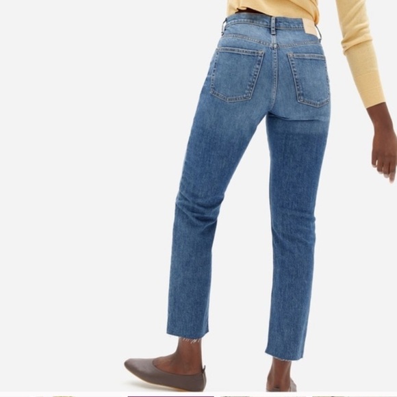 Everlane The Cheeky Jean Classic Blue Raw Hem High Rise Cotton Jeans - Picture 3 of 11